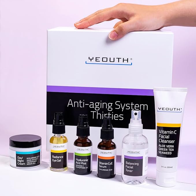 YEOUTH Skin Care Set: Hyaluronic Acid Serum, Vitamin C Serum, Face Cleanser, Toner, Under Eye Gel, Face Cream, 6-Piece Skincare Kit For Women & Men-BrightBean Baby