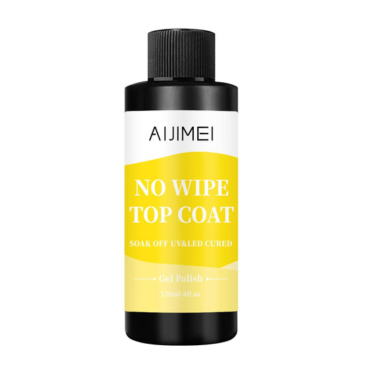AIJIMEI 120ml Gel Polish No Wipe Top Coat Long Lasting Top Gel for Acrylic Nails,Top Coat for Home DIY and Nail Salon Non-Wipe TopCoat 4 Fl Oz-BrightBean Baby