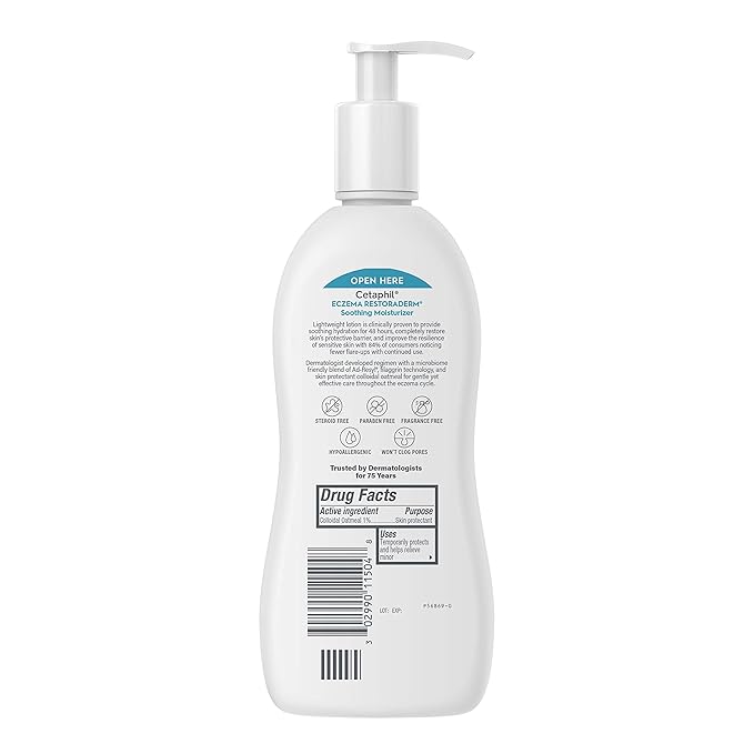 CETAPHIL RESTORADERM Soothing Moisturizer, For Eczema Prone Skin, 10 fl oz, For Dry, Itchy, Irritated Skin, 24Hr Hydration, No Added Fragrance, Doctor Recommended Sensitive Skincare Brand-BrightBean Baby