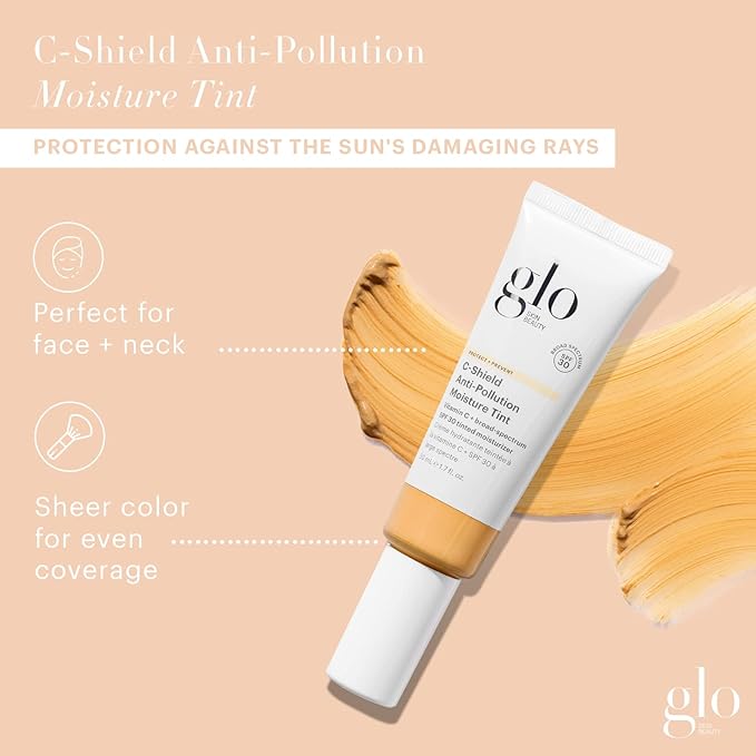 Glo Skin Beauty C-Shield Anti-Pollution Moisture Tint - Tinted Moisturizer With SPF 30 for Face, Broad Spectrum Protection & Vitamin C, 1.7 Oz (5W-Medium)-BrightBean Baby
