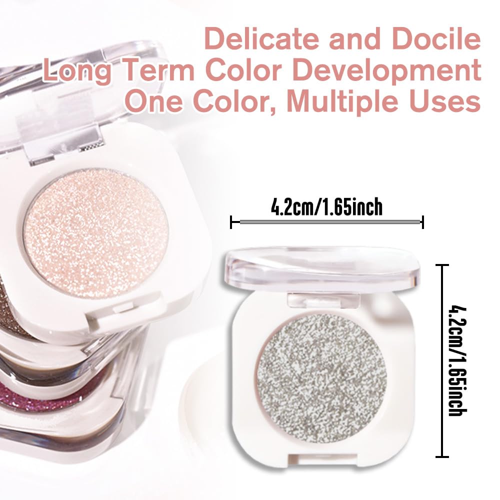 Single Glitter Shimmer Sparkle Eye shadow Palette Makeup, Slive Glitter Eyeshadow for Women, Pigmented Waterproof Sombras Para Ojos, Vegan, Talc, Paraben & Cruelty Free, 12-BrightBean Baby