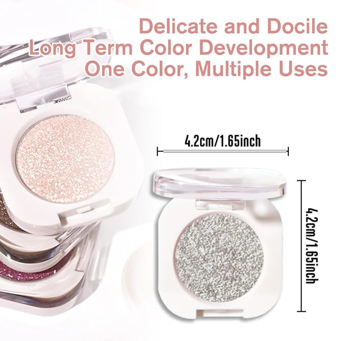 Slive Single Glitter Eyeshadow Makeup, Neutral Powde Eye Shadow for Women, Slive Shimmer Singles Eyeshadow Palette Pigmented Waterproof, sombras para ojos, Girls Monochrome Eyeshadows Gift 12-BrightBean Baby