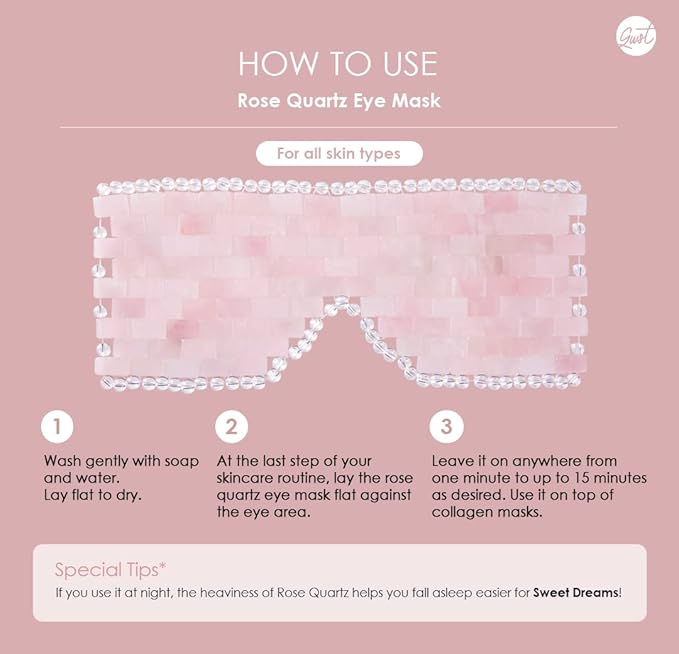 [glowiest] Rose Quartz Eye Mask: 100% Real Stone Eye Mask to improve Fine Lines, Puffiness and Irritation | For Hot & Cold Anti-Aging Therapy-BrightBean Baby