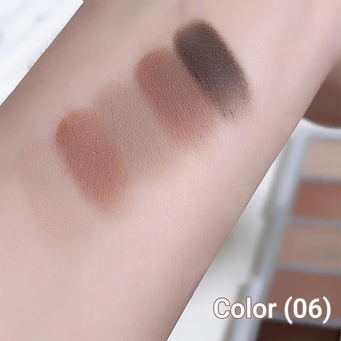 Erinde 5 Colors Matte Eyeshadow Palette Makeup, Natural Classic Nude Neutral Nude Brown Eye Shadow, Long Wearing Waterproof Everyday Eye Makeup for Brown Eyes, Cool-Toned Nude Taupe Brown, 06-BrightBean Baby