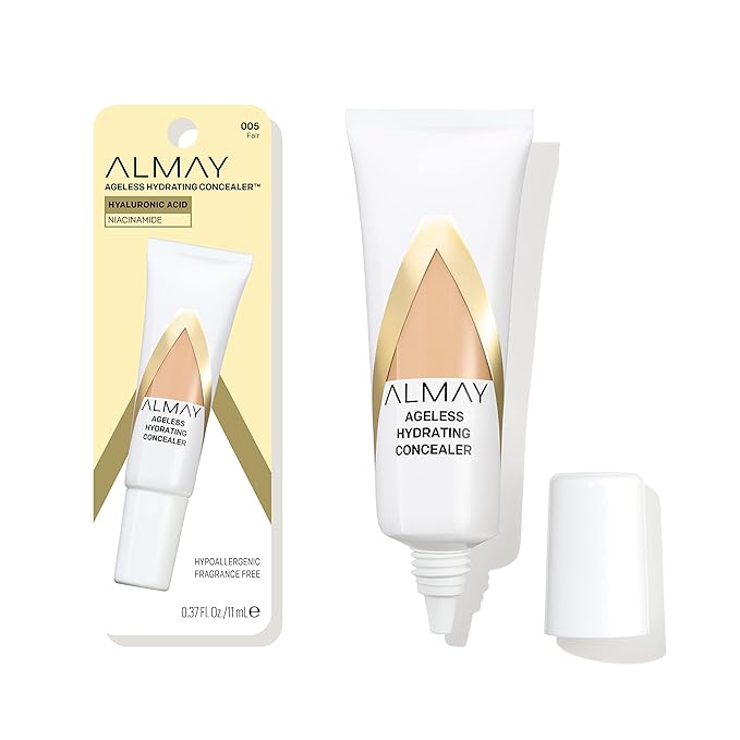 Almay Anti-Aging Concealer, Face Makeup with Hyaluronic Acid, Niacinamide, Vitamin C & E, Hypoallergenic-Fragrance Free, 005 Fair, 0.37 Fl Oz (Pack of 1)-BrightBean Baby