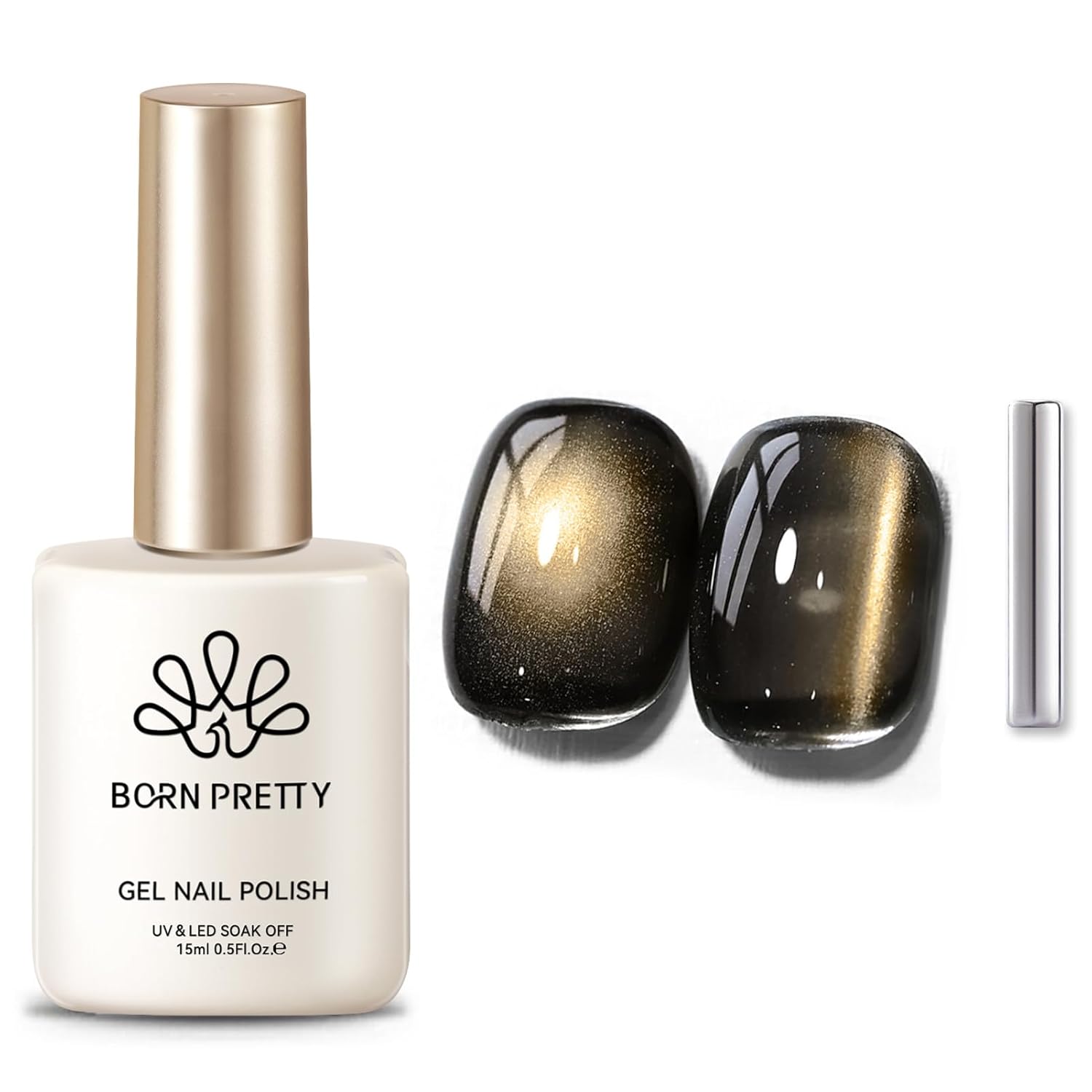 Born Pretty Cat Magnetic Eye Gel Nail Polish,Brown Jelly Glass Magnetic Gel Polish, Crow Glitter Soak Off Nail Art Salon Manicure Home Gift 15ml-BrightBean Baby