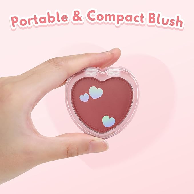 Boobeen Powder Blush Matte Pressed Blush Palette, Highly Pigmented Cream Pink Blusher for Cheeks, Blusher Compact Powder Makeup Lightweight Easily Blends, Single Color Rouge Powder-BrightBean Baby