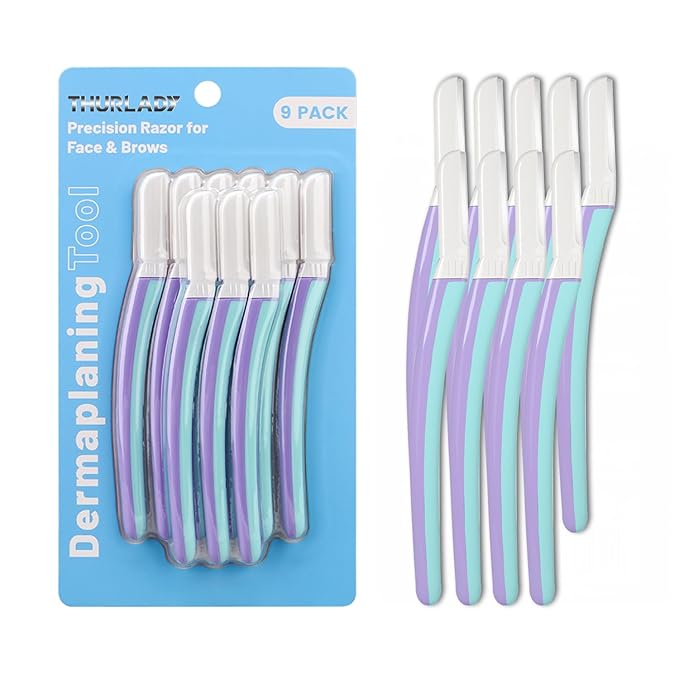 Face Razors for Women, Dermaplane Razor for Women Face, Eyebrow Razor, Dermaplaning Tool, Skin Safe Microblades, Peach Fuzz Remover (9ct, Wisteria)-BrightBean Baby