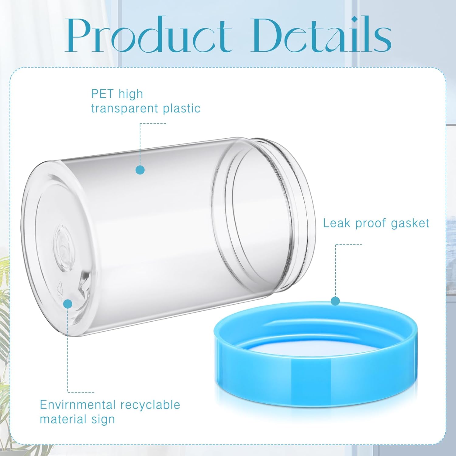 SATINIOR 100 Pcs Plastic Jars with Lids Small Containers Lids Wide Mouth Small Plastic Containers for Lotion Cream Rhinestones Body Butters Travel Storage(10 oz, Blue)-BrightBean Baby