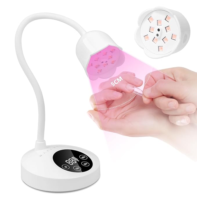 Makartt UV Nail Lamp: Mini UV Light for Gel Nails Polish Luminoza 30W Rechargeable LED Nail Light Nail Dryer with 4 Timers & Auto Sensor, Fast Curing Goosenecks Lamp for Home DIY Manicure-BrightBean Baby