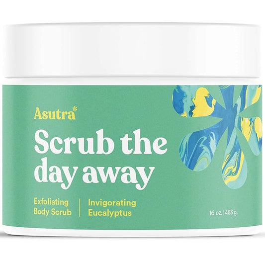 ASUTRA Dead Sea Salt Essential Oil Body Scrub Exfoliator (Invigorating Eucalyptus), 16 oz - Ultra Hydrating, Gentle, & Moisturizing - Coconut, Eucalyptus, and Marjoram Oils-BrightBean Baby