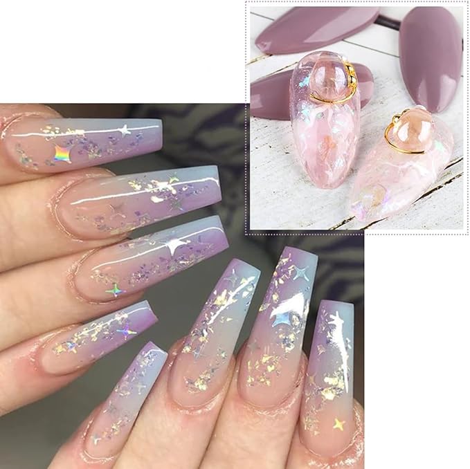 12 Colors Holographic Nail Art Glitter Sequins Iridescent Ice Slag Nail Glitter Laser Nail Art Flakes Colored Fluorescent Glass Paper Nail Sticker Decoration for Face Hand Body Make-Up DIY-BrightBean Baby