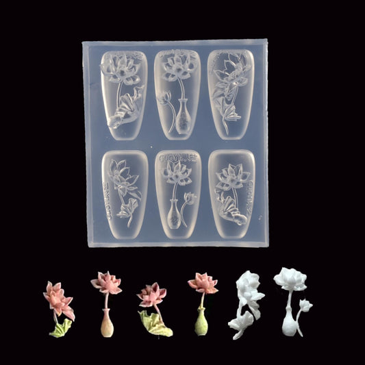 3D Lotus Flower Nail Art Silicone Molds Classic Floral Lotus Leaf Carving Template Resin Mould Nail Tool for Women Girls Manicure DIY Design-BrightBean Baby
