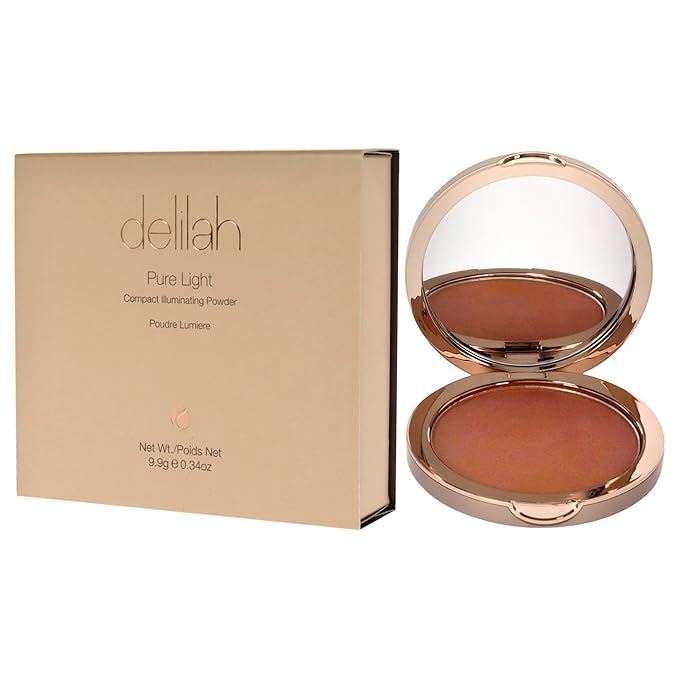 delilah - Pure Light Compact Illuminating Powder - Lustre - Lightweight, Long Lasting, Loose Setting Powder Face Makeup For Brightening And Radiant Finish - Light Coverage - Vegan-Cruelty Free-0.34 oz-BrightBean Baby