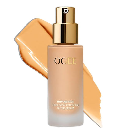 Ogee Complexion Perfecting Liquid Foundation - Lightweight Tinted Moisturizer For Face (Banyan 2.75W - Light Medium, Warm-Peach Undertones) - with Vitamin C & Jojoba Oil - Certified Organic-BrightBean Baby