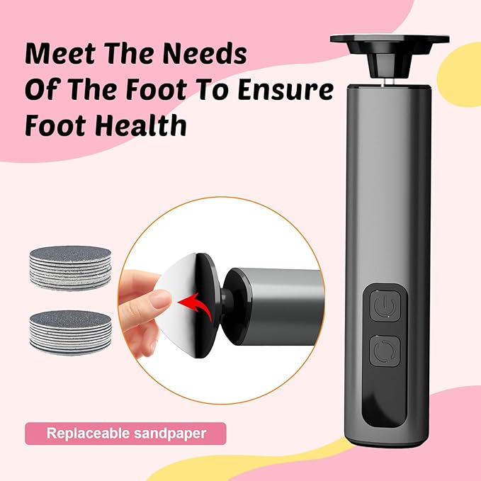 Electric Foot Callus Remover & Nail File - Electric Callus Remover for Feet, 9 Adjustable Speeds, 1800mAh Rechargeable, Portable Aluminum Body w/Type-C Charging for Home & Travel (Black)-BrightBean Baby