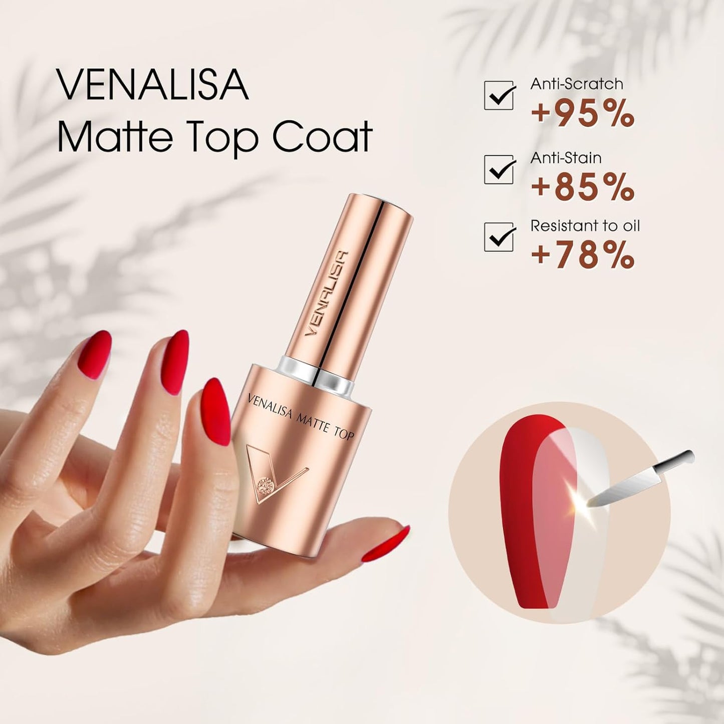 VENALISA 2 Pcs No Wipe Matte Top Coat and Glossy Gel Top Coat Set- High Shiny Long Lasting Clear Gel Nail Polish Kit, Soak Off Nail Art Home and Professional Manicure-BrightBean Baby