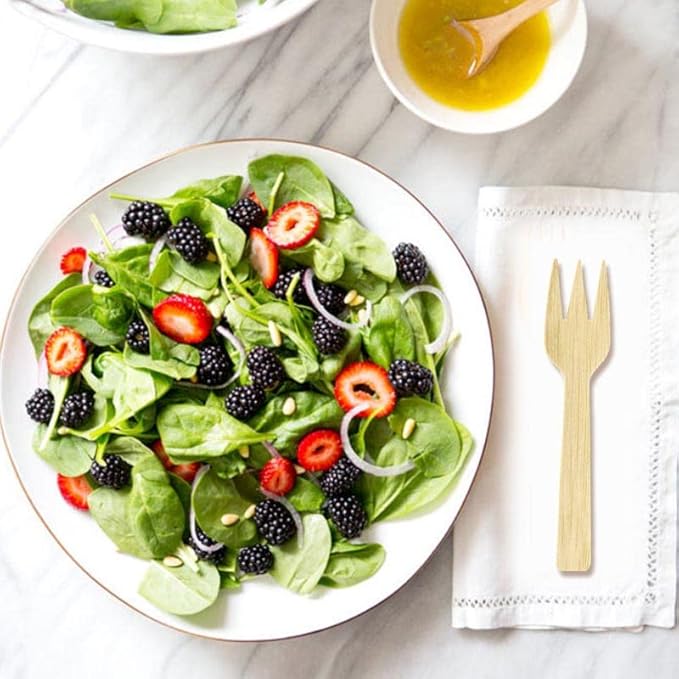 Bamboo Utensils | 200PK Mini-Bamboo Forks 3.54" Disposable Small 100% Biodegradable Compostable Cutlery Set Eco Friendly Renewable Natural