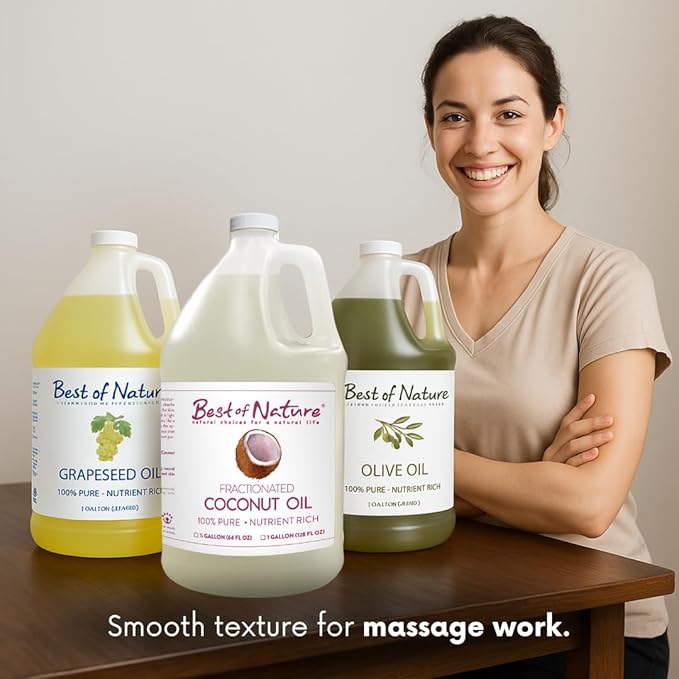 Best of Nature 100% Pure Fractionated Coconut Oil - Liquid MCT Massage & Body Oil, Unscented Moisturizer for Hair, Skin, Face, Aromatherapy Carrier for Essential Oils, 8 oz-BrightBean Baby