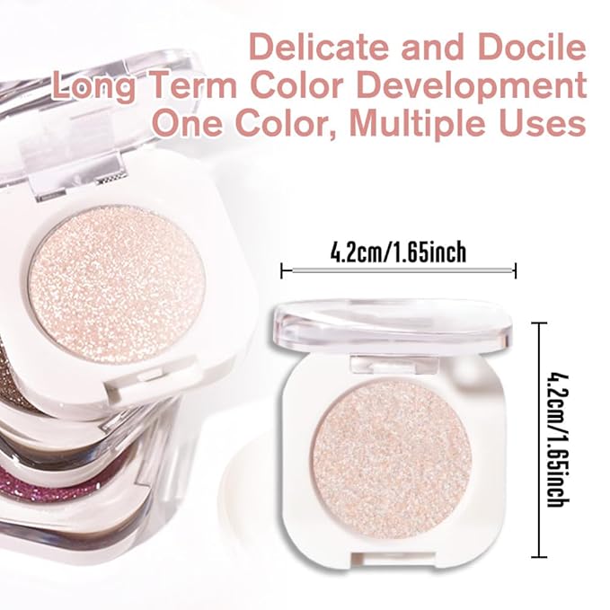 Pear White Shimmer Single Eyeshadow Makeup, Neutral Powde Eye Shadow for Women, Sparkly Pearl Glitter Singles Eyeshadow Palette Pigmented Waterproof, sombras para ojos, Girls Eyeshadows Gift 23-BrightBean Baby