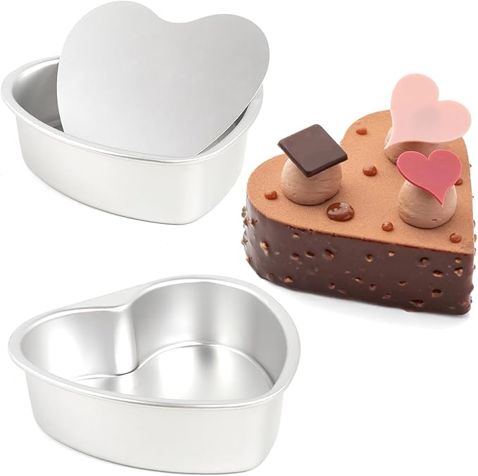 Heart Shaped Cake Pans, 2 Pack Heart Cake Pans Aluminum Cake Pan For Valentine‘S Day Weddings Birthday Party, 8 Inch