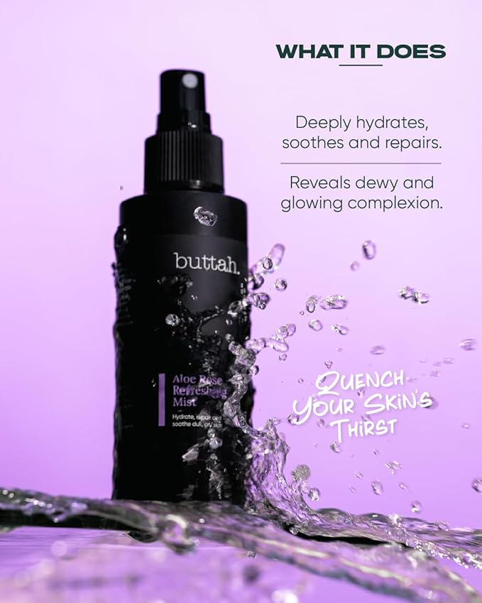 Buttah Skin by Dorion Renaud Aloe Rose Refreshing Mist 4oz - Hydrating Rose Water Face Spray - Refreshing Aloe Facial Mist - Naturally Based Skin Care for Men & Women - Black-Owned Skincare-BrightBean Baby
