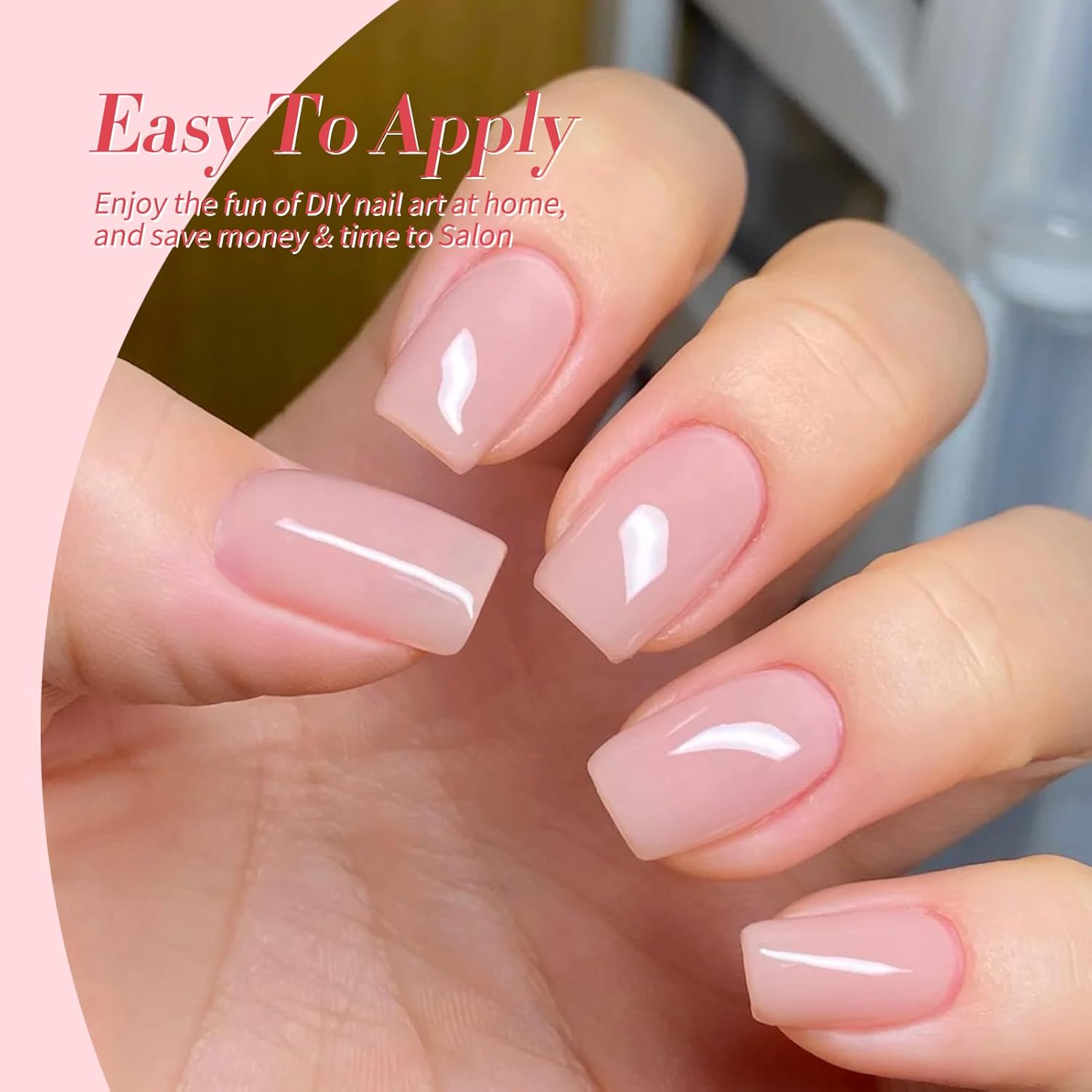 Born Pretty Milky White Jelly Nude Pink Gel Nail Polish Set,Nude Pink Sheer Translucent Gel Polish Milky Natural Gel Polish Set Nail Art Manicure DIY Kit Home Salon 6PCS 7ML-BrightBean Baby