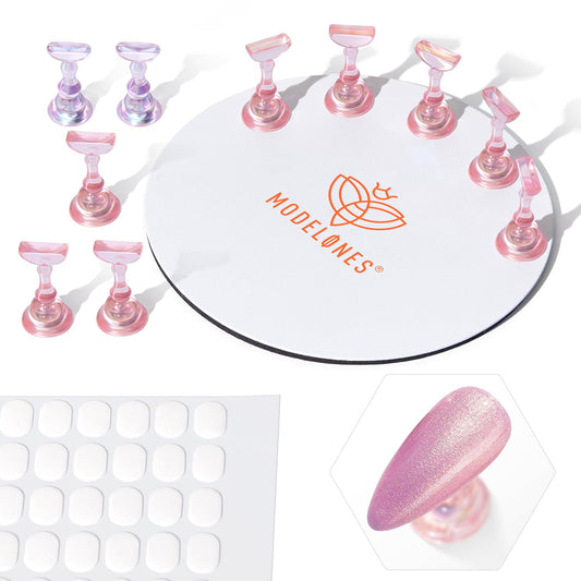 Modelones Nail Stand Set, Magnetic Nail Stands for Press ons False Nail Tips Practice Acrylic Holder with 200pcs Sticky Tabs Strong Metal Base Painting Display DIY & Salon Use Beginner Supplies-BrightBean Baby