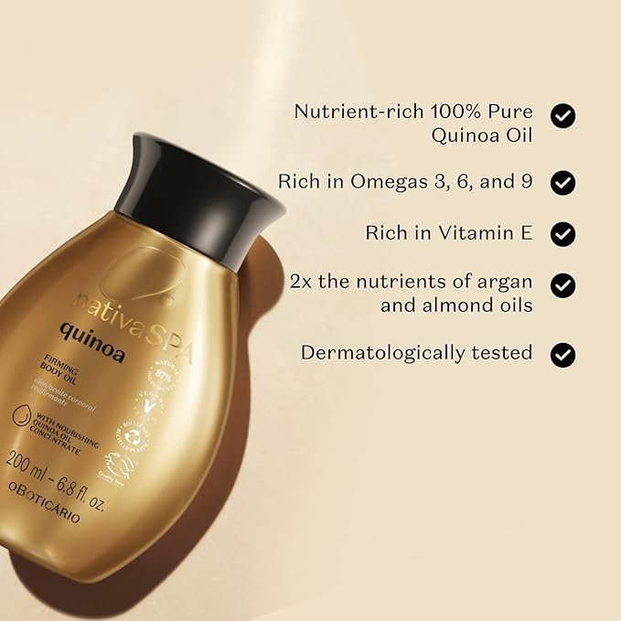Nativa SPA by O Boticario Quinoa Hydrating Body Oil, Soft and Healthy Skin, 6.8 oz. (200 ml)-BrightBean Baby