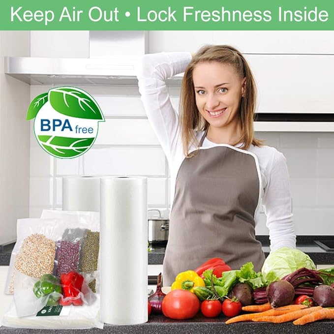 O2frepak (Total 150Feet) 8” x 150’ Rolls Vacuum Sealer Bags Rolls with BPA Free,Heavy Duty Vacuum Food Sealer Storage Bags Rolls,Cut to Size Roll,Great for Sous Vide