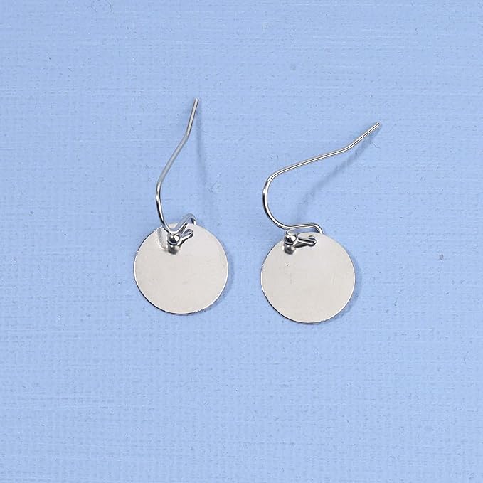 Boho Disc Coin Drop Earrings Tiny Circle Dangle Earrings Silver Smooth Coin Hook Earrings Minimalist Geometric Earrings for Women and Girls-BrightBean Baby