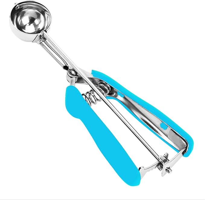 Cookie Scoop, Ice Cream Scoop, 0.8Tbsp/2.5tsp/12.5ml/0.5oz Cookie Scoops for Baking, 18/8 Stainless Steel Cookie Scooper for Baking, Cookie Dough Scoop, Ice Cream Scooper with Trigger Release (Blue)