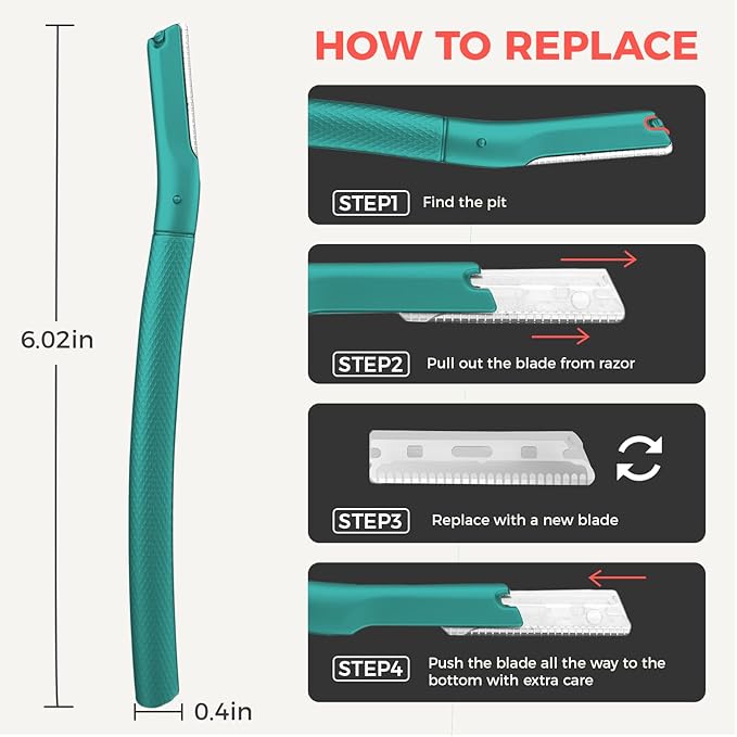 ZOMCHI Eyebrow Razor, Face Razors for Women&Men, Eyebrow Trimmer Shaper with Precision Cover, Facial Shaver with 6 Blades (Green)-BrightBean Baby