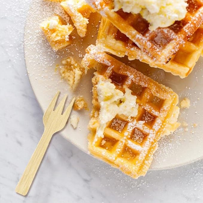 Bamboo Utensils | 200PK Mini-Bamboo Forks 3.54" Disposable Small 100% Biodegradable Compostable Cutlery Set Eco Friendly Renewable Natural