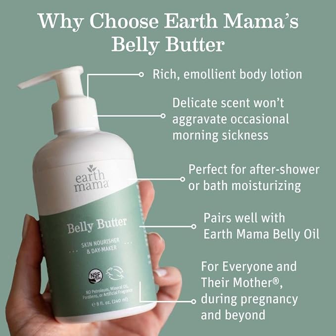 Earth Mama Pregnancy Pampering Gift Set|Organic Body Wash, Belly Butter, Lip Balm Set, Mini Deodorant Pack, Herbal Tea, Belly Oil & Sunscreen, 7 Pcs-BrightBean Baby