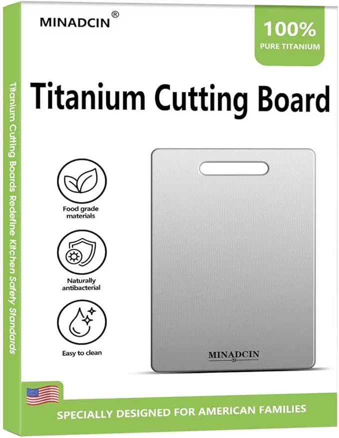 Titanium Cutting Boards For Kitchen, 100% Pure Cut Titanium Cutting Board, Food Grade Quality, Double-sided non-toxic, Easy To Clean, Dishwasher Safe And Will Not Absorb Odors(12L*9W)