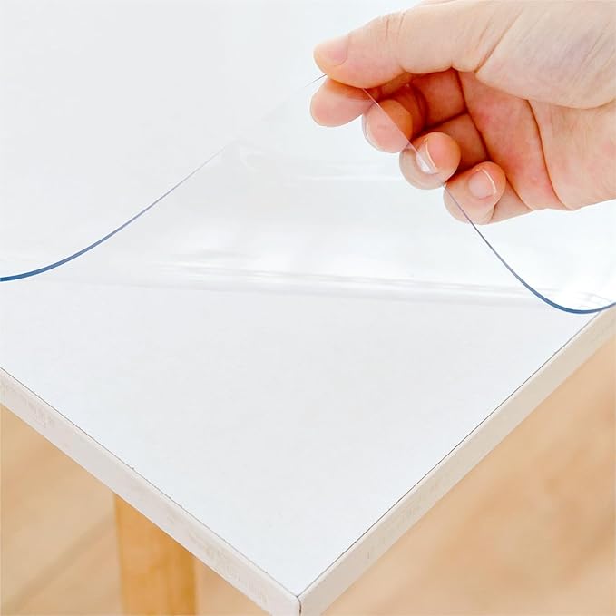 Clear Vinyl Table Cover - 19x48 Inch, 1.5mm Thick Desk Mat