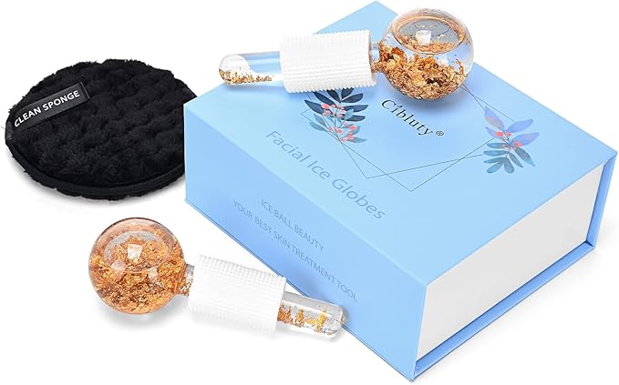 Ice Cryo Sticks Facial Globe with Golded Essence- 2PC Cooling Globes for Cold or Hot Skin Massagers, Face Globe for Skin Care Routine-BrightBean Baby