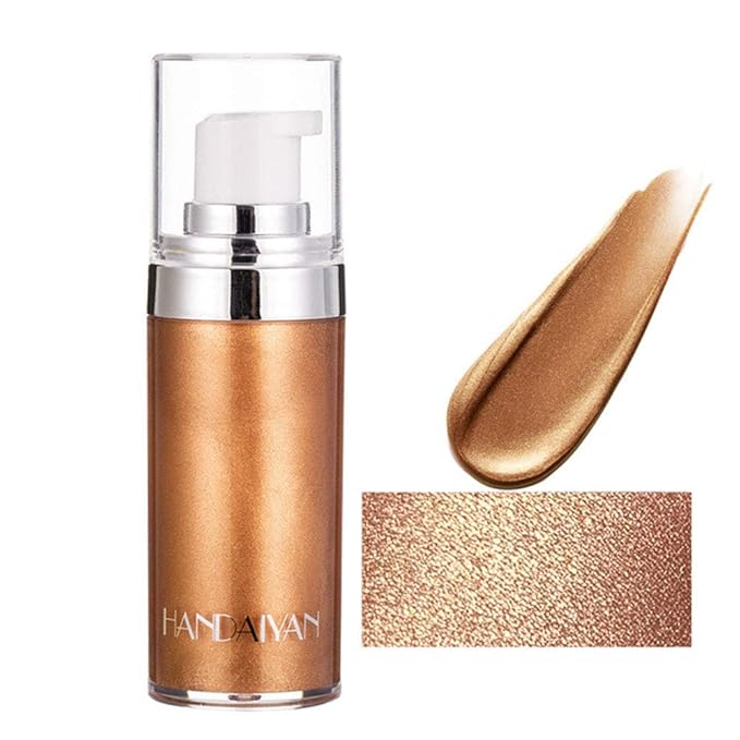 Body Face Luminizer Highlighter Cream Spray Liquid Bronzer Illuminator Glow Glistening Makeup Foundation (#3 Bronze Gold)-BrightBean Baby