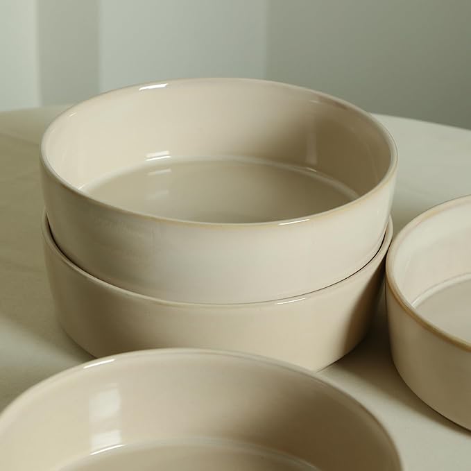 Stone Lain Eden 4-Piece Pasta Bowl Set Stoneware, Beige