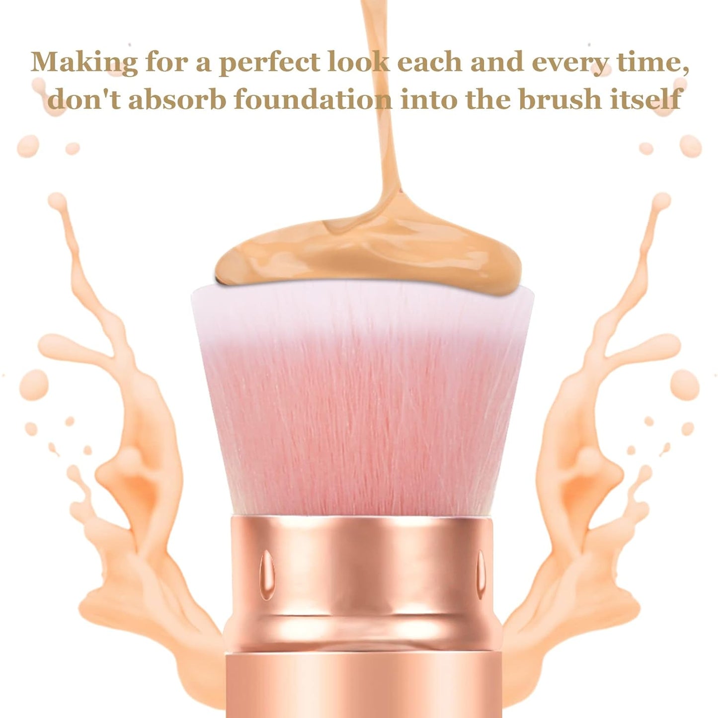 Falliny Retractable Makeup Brushes, Travel Kabuki Powder Foundation Brush, Portable Face Liquid Foundation Sunscreen Brush with Cover for Blending Liquid, Bronzer,Cream or Flawless Powder Cosmetics-BrightBean Baby