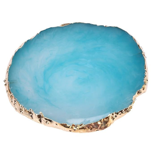 Nail Art Palette, Natural Resin Stone Nail Art Palette for Painting Placing Things Making Nail(Blue)-BrightBean Baby