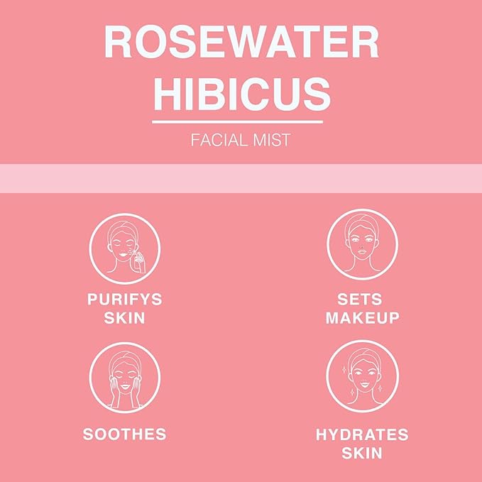 Rose Water Spray for Face & Body Refreshment with Moisturizing Hyaluronic Acid and Hibiscus water | Instant Hydration, Cooling, Calming & Conditioning (8 FL OZ)-BrightBean Baby