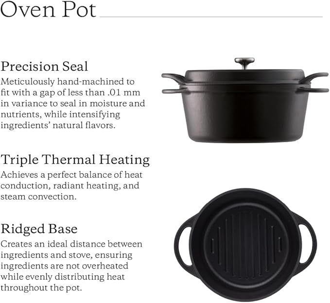 Vermicular Enameled Cast Iron Dutch Oven - 18cm (1.8 Qt) Matte Black