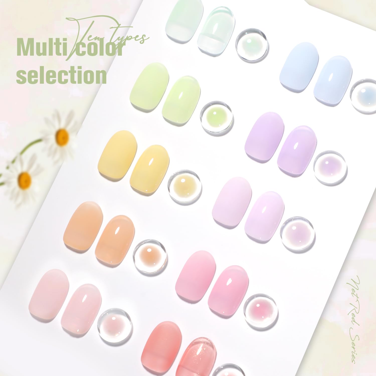 Jelly Pastel Gel Nail Polish Set 10Pcs Candy Colors Collection,Translucent Spring Summer nail gel polish Manicure at Home DIY Easter Mother's Day Gifts-BrightBean Baby