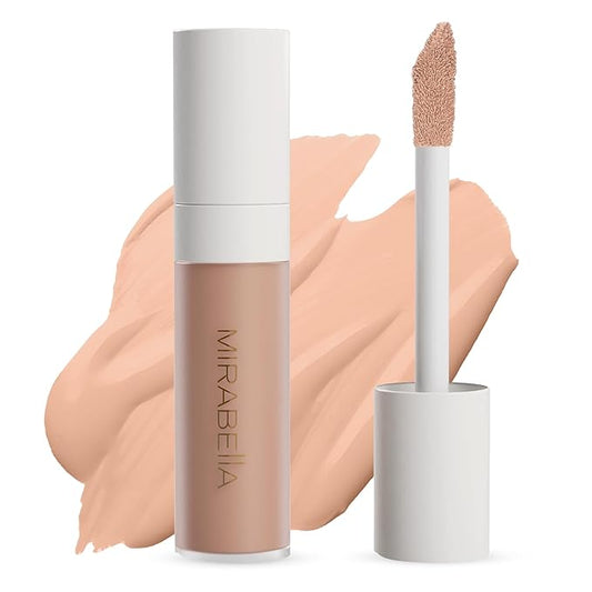 Mirabella Invincible For All Perfecting Under Eye Concealer Full Coverage - Hydrating Makeup Concealer for Dark Circles, Fine Lines & Wrinkles w/Hyaluronic Acid - Light L100-BrightBean Baby