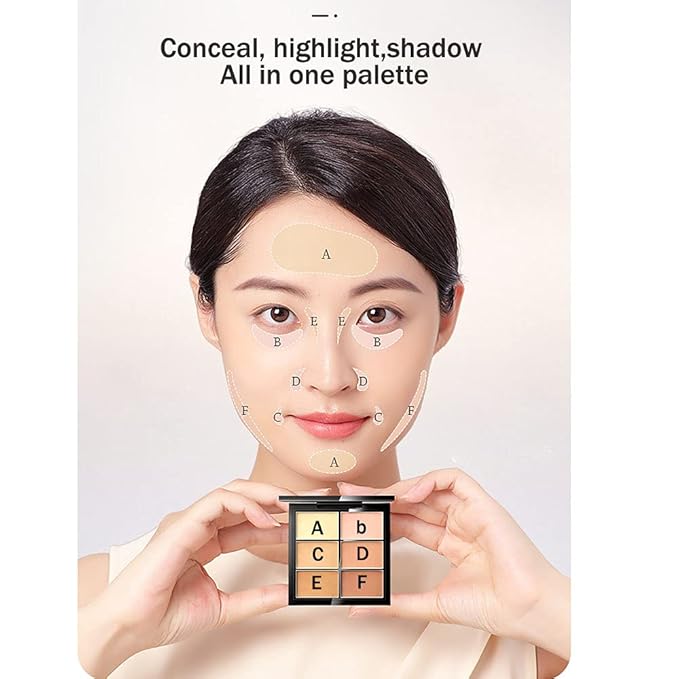 Concealer Palette 6 Shades Makeup Contour Palette Facial Camouflage Contour Full Coverage Foundation Cream Beauty Make up Concealer Kit (6 colors)-BrightBean Baby