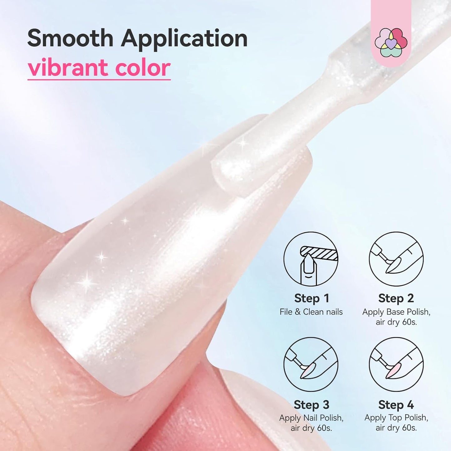 SAVILAND Color Artistry Pearl White Nail Polish - 7 Days Shimmer Aurora Finish Fingernail Polish, Ultra Quick -Dry & Long-Lasting Glossy Toe Nail Lacquer for Salon Manicures & Pedicures DIY Nail Art-BrightBean Baby