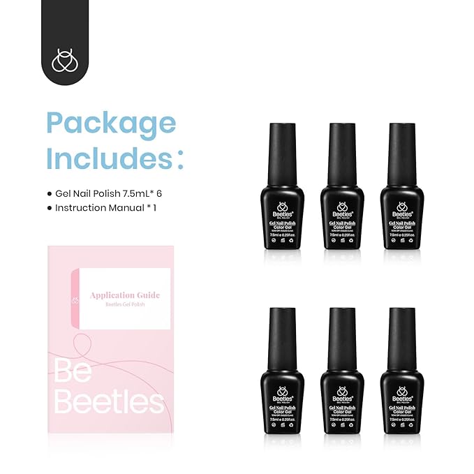 beetles Gel Polish Nail Set 6 Colors Ultimate Morandi Nude Pink White Blue Pastel Gel Nail Polish 6 Colors Daydream Verses Collection Soak Off Uv Diy Manicure Kit New Nail Trend for Women Girls-BrightBean Baby