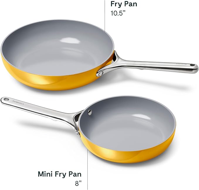 Caraway Fry Pan Duo Marigold - Non-Toxic Ceramic Cookware Set 2 Piece